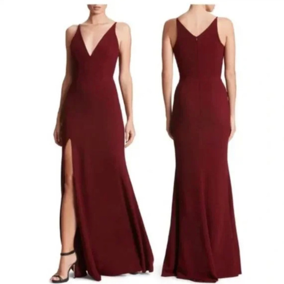 NWT Dress the Population Iris Gown Women's Side Slit Burgundy Size 2XL - Picture 1 of 6